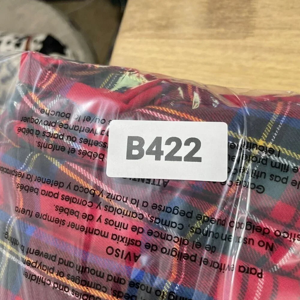 NEW MBT Men's XXL Red Tartan Plaid Jogger Pajama Pants Elastic Waist & Cuffs